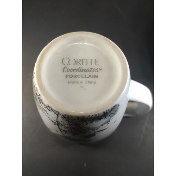 Corelle Coordinates Porcelain Coffee Cup Mug Lot Of 4 White Gray Flowers - Picture 12 of 14